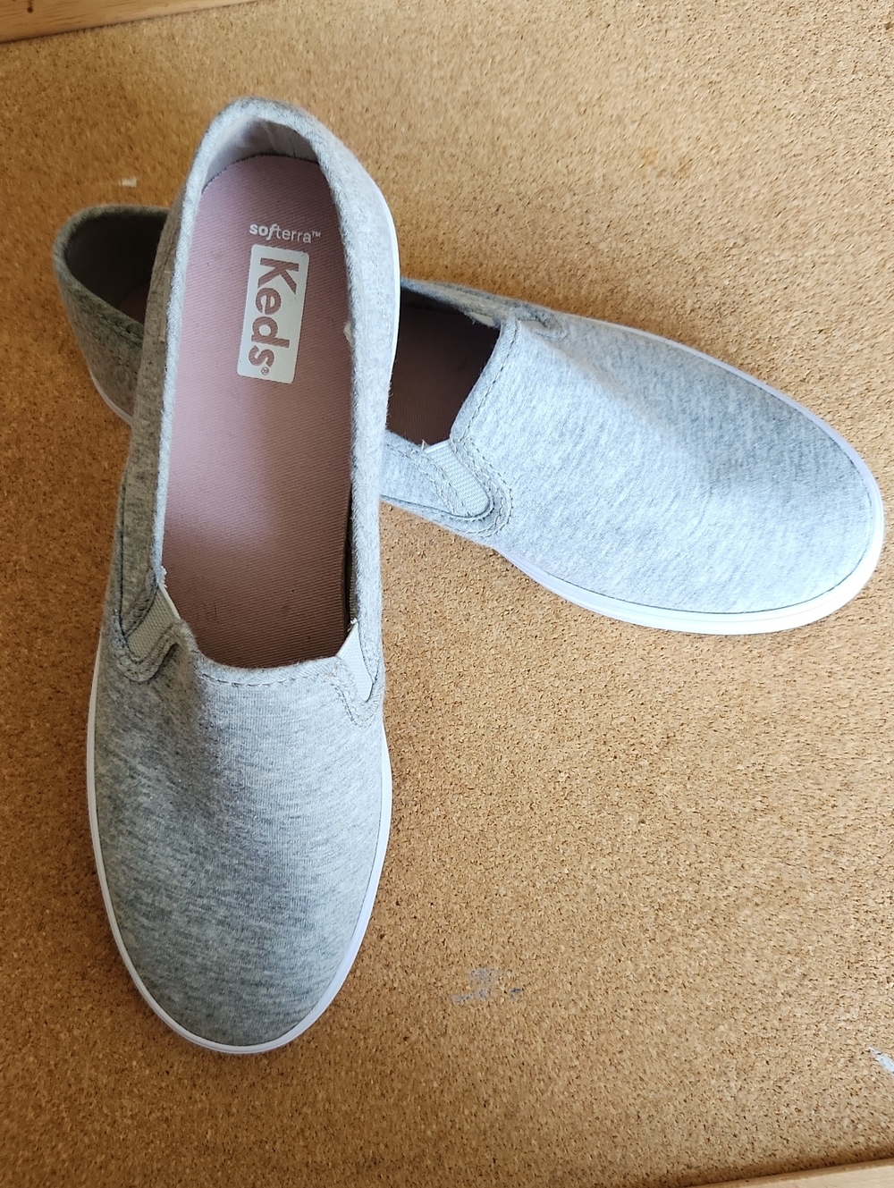 Keds Women’s Slip-On Sneakers in Light Gray with Pink Insole - Picture 2 of 4